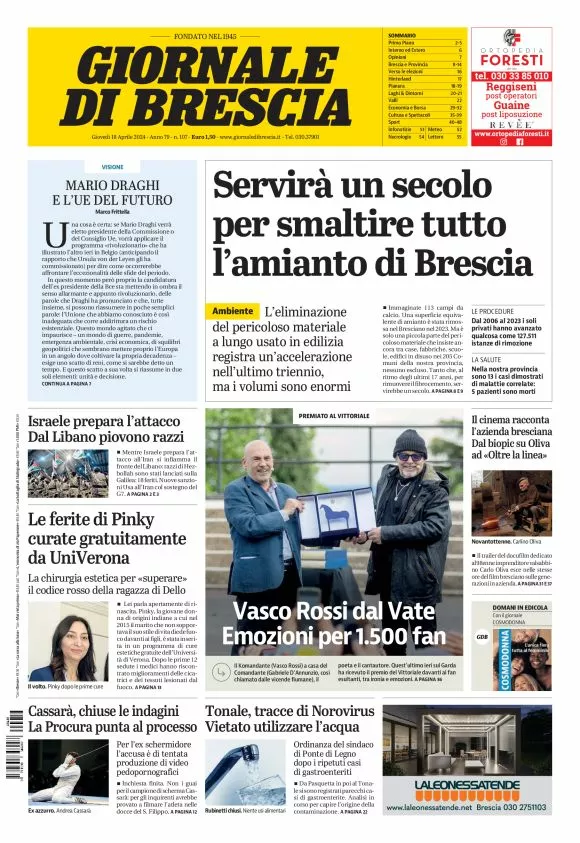 Prima-pagina-giornale di brescia-oggi-edizione-del-2024-04-18